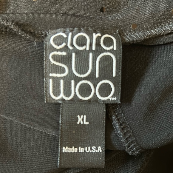 Clara Sun Woo Sparkle Embossed cropped Palazzo Pant - Picture 3 of 5